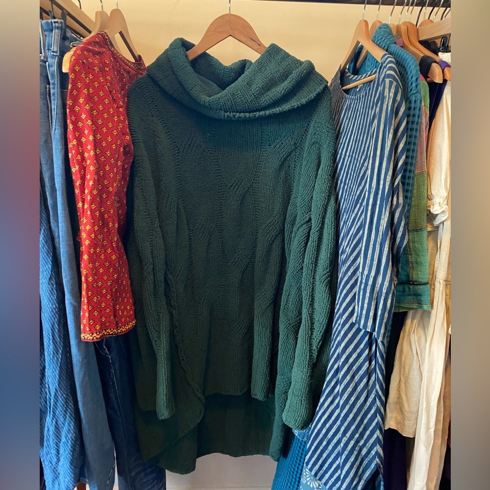 Free People Chunky Green Sweater